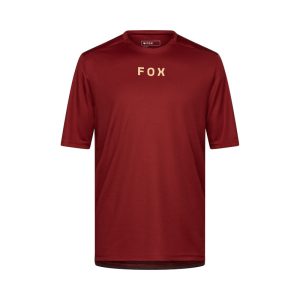 FOX RANGER SS WORDMARK חולצת רכיבה שרוול קצר לגברים - בורדו