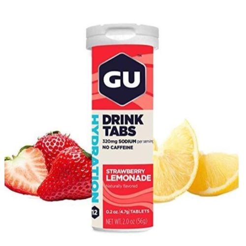 GU HYDRATION DRINK TABS טבליות שתייה מתמוססות – תות שדה ולימונדה